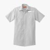 Short Sleeve Striped Industrial Work Shirt Thumbnail